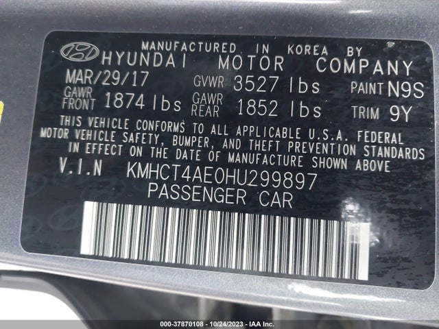 Hyundai ACCENT SE 2017 KMHCT4AE0HU299897 Image 9