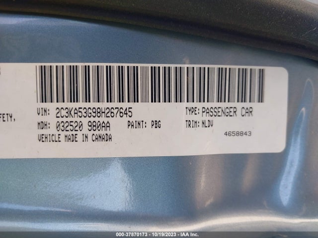2008 CHRYSLER 300 TOURING VIN: 2C3KA53G98H267645
