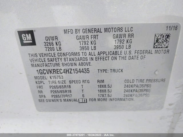 Chevrolet Silverado 1500 2lt 2017 1GCVKREC4HZ154435 Image 9
