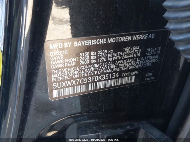 5UXWX7C53F0K35134 BMW X3 Xdrive35i