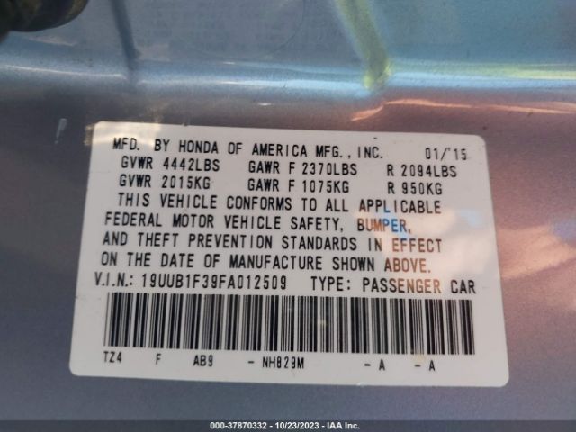 19UUB1F39FA012509 Acura TLX