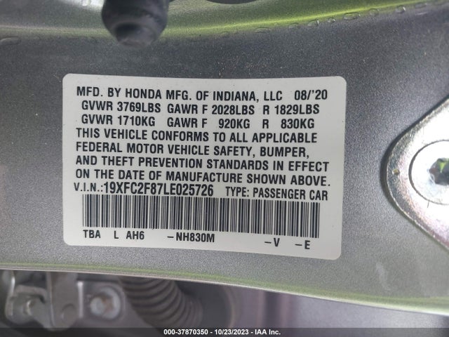 Honda Civic Sport 2020 19XFC2F87LE025726 Image 9