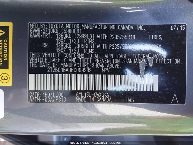 2T2BC1BA3FC009989 Lexus RX 450H