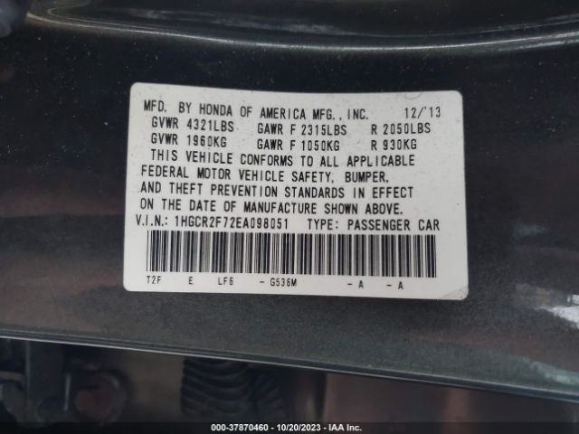 1HGCR2F72EA098051 Honda Accord Sedan Ex