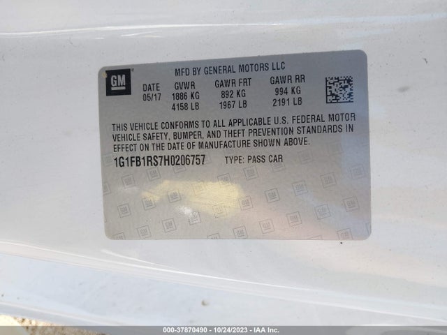 Chevrolet Camaro 1lt 2017 1G1FB1RS7H0206757 Image 9