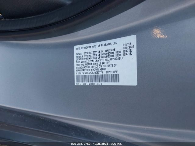 5FNRL6H70JB083774 Honda Odyssey Ex-l