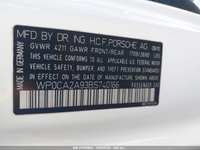 2011 PORSCHE 911 WP0CA2A93BS740166 Photo 8