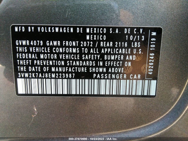 3VW2K7AJ8EM223987 Volkswagen Jetta Sedan S