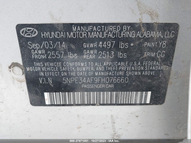 Hyundai Sonata Limited 2015 5NPE34AF9FH076660 Image 9