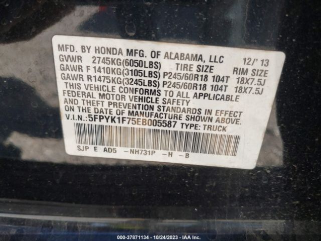 5FPYK1F75EB005587 Honda Ridgeline Sport