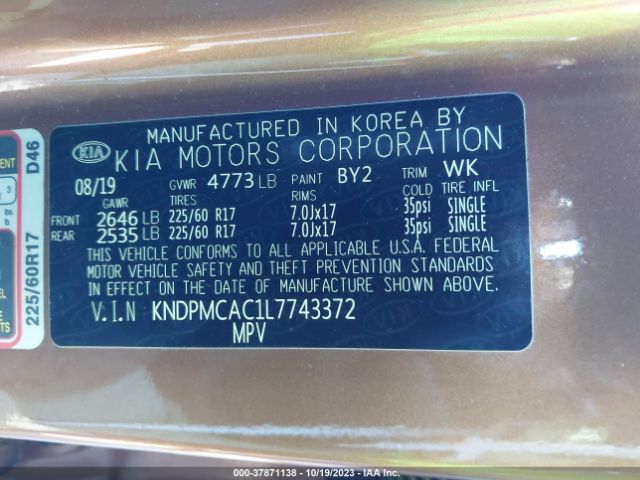 KNDPMCAC1L7743372 KIA Sportage Lx