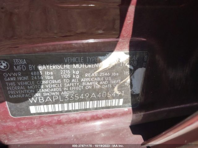 2009 BMW 3 SERIES WBAPL33549A405491 Photo 8