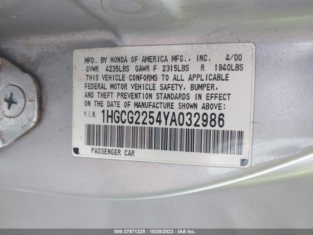 2000 HONDA ACCORD CPE 1HGCG2254YA032986 Photo 8