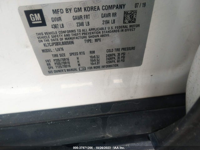 Chevrolet Trax Awd Lt 2020 KL7CJPSBXLB005696 Image 9