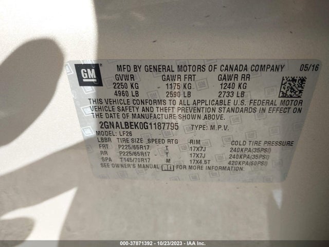 Chevrolet EQUINOX LS 2016 2GNALBEK0G1187795 Image 9