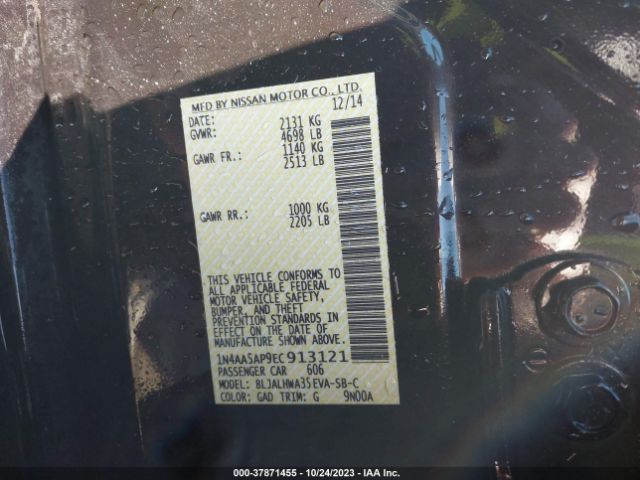 1N4AA5AP9EC913121 Nissan Maxima 3.5 Sv W/premium Pkg