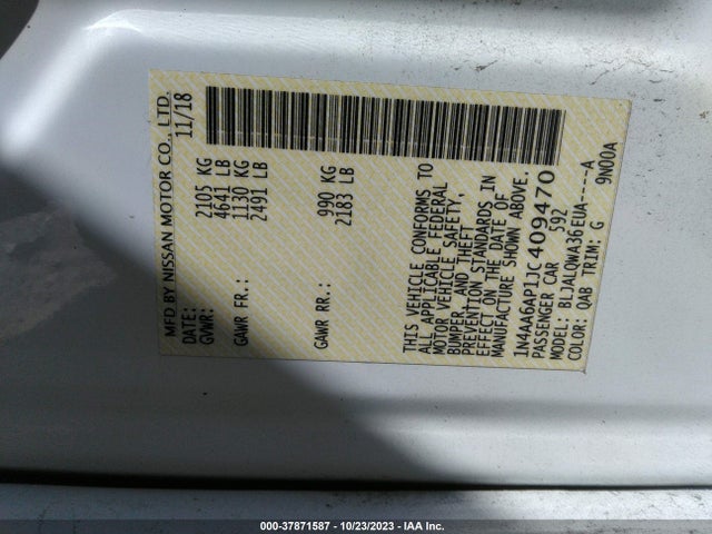 2018 NISSAN MAXIMA 3.5 S VIN: 1N4AA6AP1JC409470