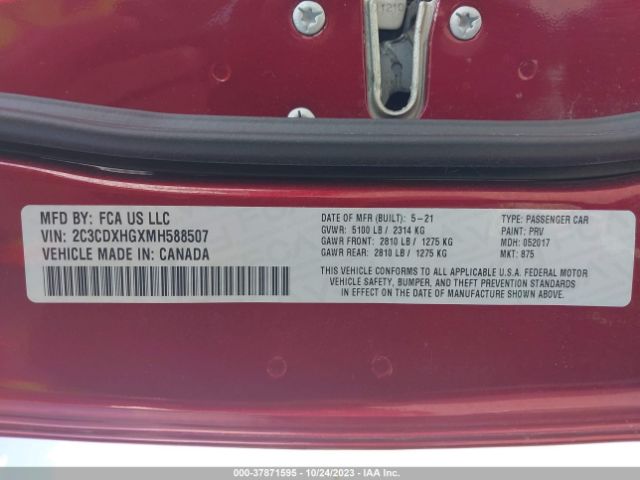 2C3CDXHGXMH588507 Dodge Charger Gt Rwd