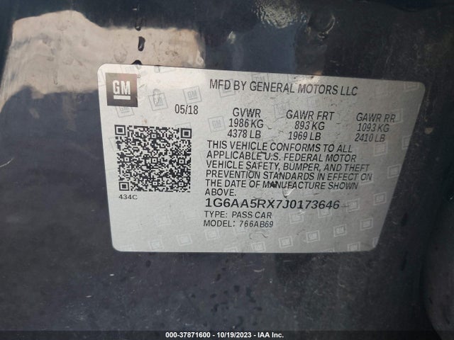 1G6AA5RX7J0173646 Cadillac Ats Sedan Rwd