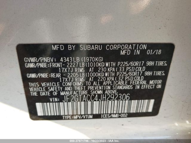 JF2GTACC4JH292306 Subaru Crosstrek Premium