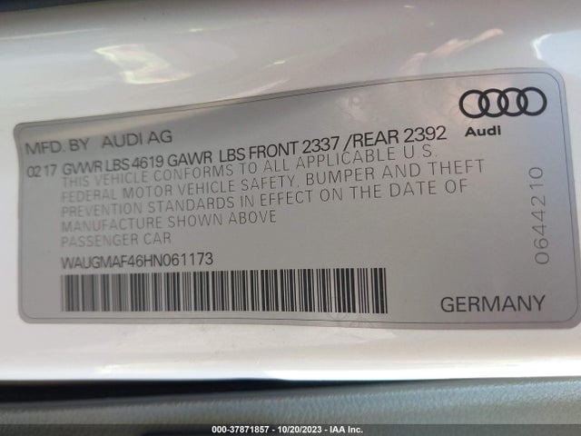WAUGMAF46HN061173 Audi A4 2.0t Ultra Premium