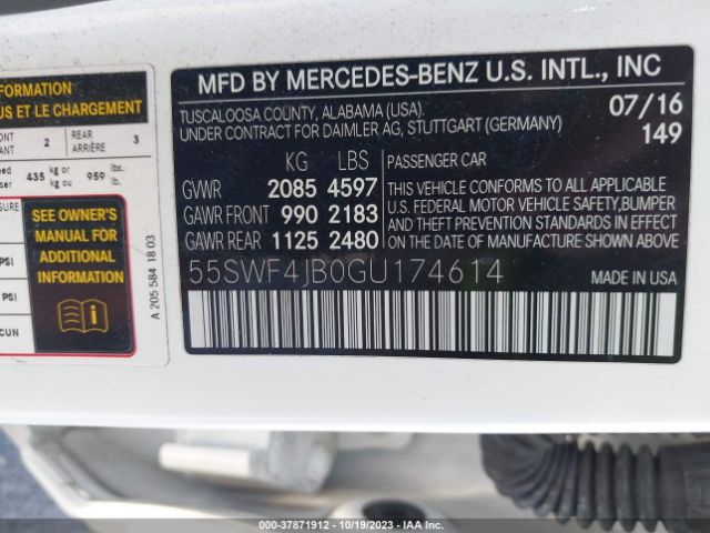 55SWF4JB0GU174614 Mercedes-Benz C-class C 300