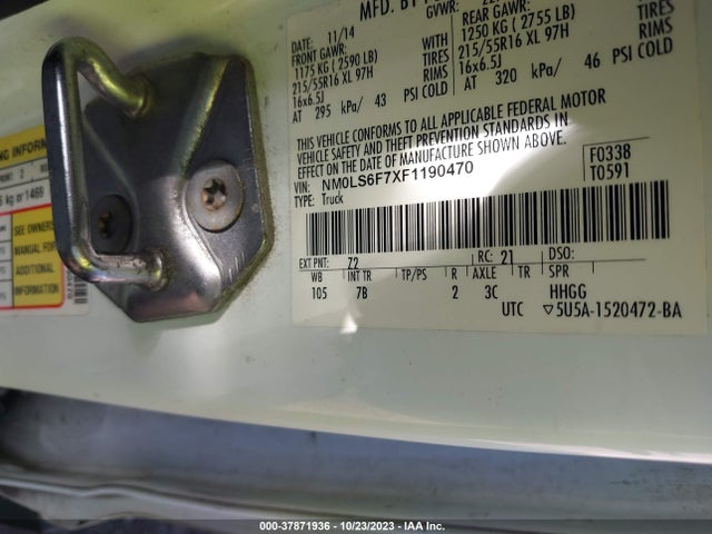 Продажа на аукционе авто 2015 Ford Transit Connect Xlt, vin: NM0LS6F7XF1190470, номер лота: 37871936