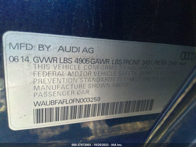 Audi A4 2.0t Premium 2015 WAUBFAFL0FN003259 Image 9
