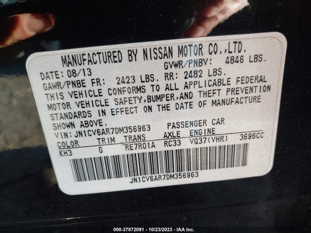 Продаж на аукціоні авто 2013 Infiniti G37 Sedan X, vin: JN1CV6AR7DM356963, номер лоту: 37872091