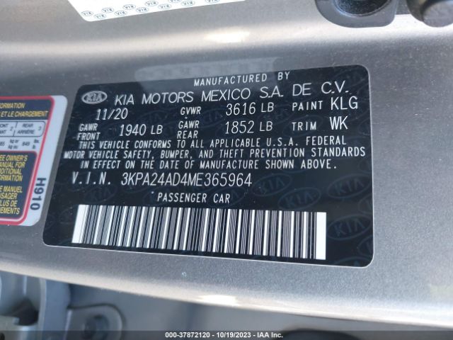3KPA24AD4ME365964 KIA RIO S