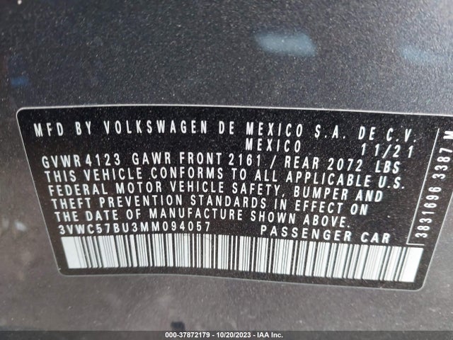 2021 VOLKSWAGEN JETTA 1.4T R-LINE/1.4T S/1.4T SE VIN: 3VWC57BU3MM094057