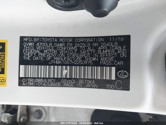 JTHBK1GG7H2250975 Lexus Es Es 350