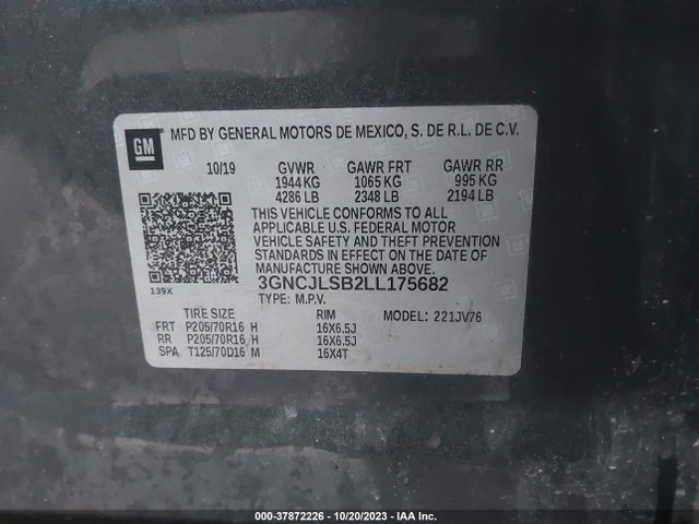 Chevrolet Trax Lt 2020 3GNCJLSB2LL175682 Image 9
