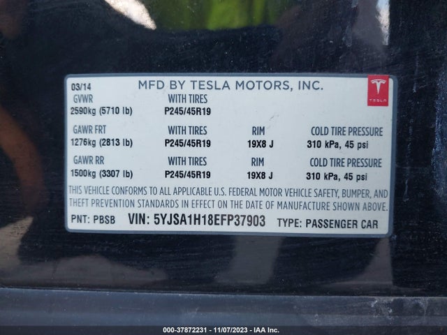 5YJSA1H18EFP37903 Tesla Model S 60 Kwh Battery/p85