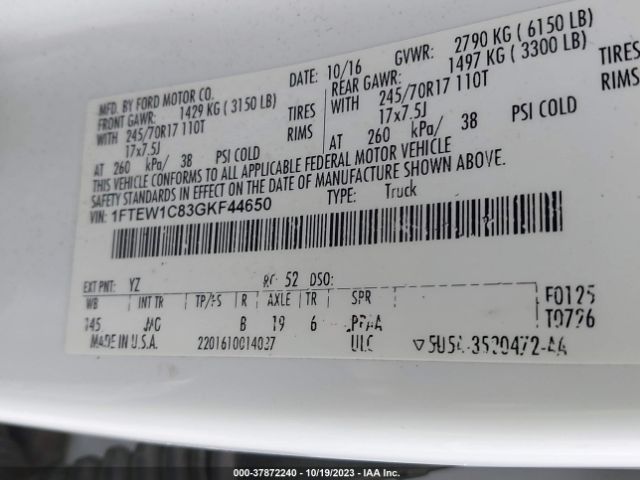 1FTEW1C83GKF44650 Ford F-150 Xlt/xl