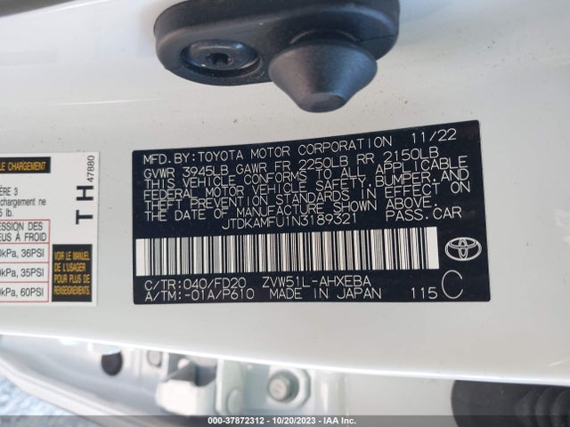Toyota Prius L 2022 JTDKAMFU1N3189321 Image 9