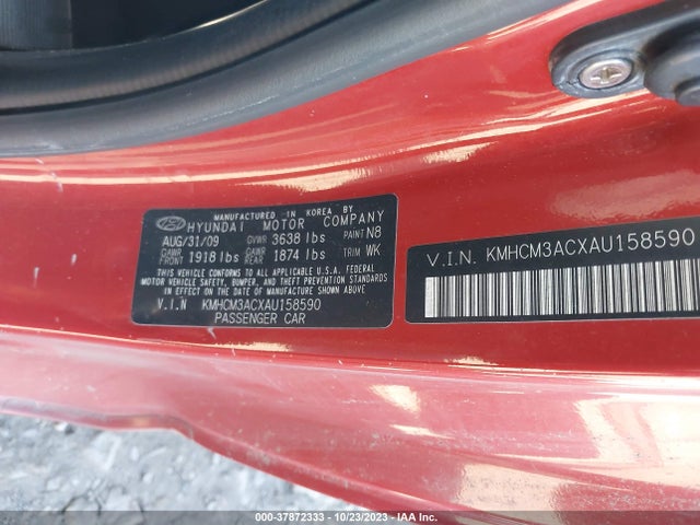 2010 HYUNDAI ACCENT GS VIN: KMHCM3ACXAU158590