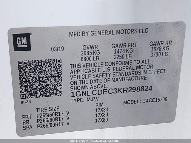 Chevrolet Tahoe Commercial 2019 1GNLCDEC3KR298824 Image 9