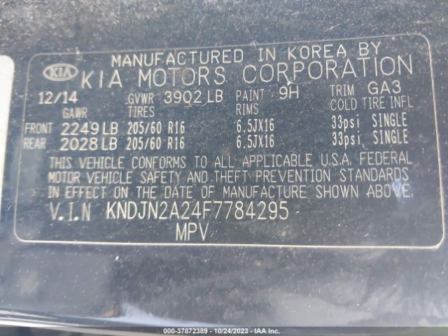 KNDJN2A24F7784295 KIA Soul Base