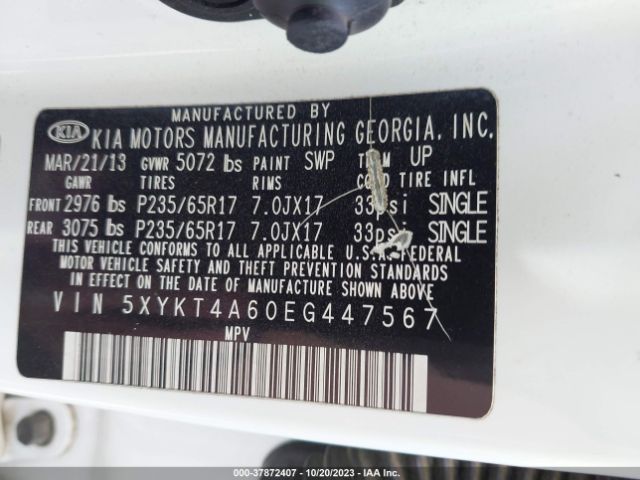 5XYKT4A60EG447567 KIA SORENTO LX