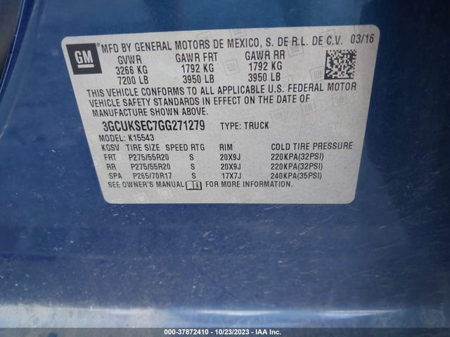 Chevrolet Silverado 1500 Ltz 2016 3GCUKSEC7GG271279 Image 9