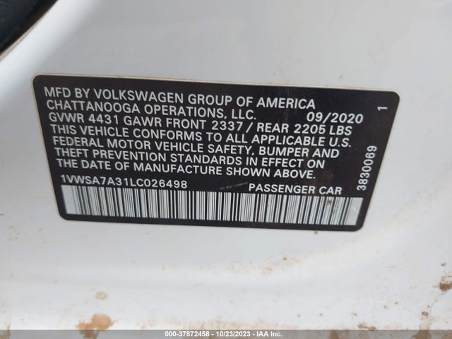 1VWSA7A31LC026498 Volkswagen Passat 2.0t Se