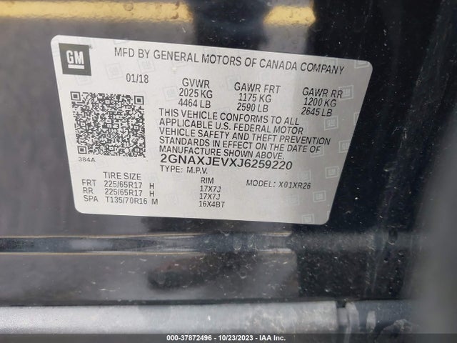 Chevrolet EQUINOX LT 2018 2GNAXJEVXJ6259220 Image 9