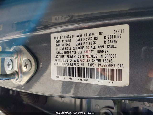 2011 HONDA ACCORD SDN EX-L VIN: 1HGCP3F88BA020146