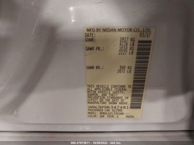 1N4AL3AP3HN347481 Nissan Altima 2.5 S