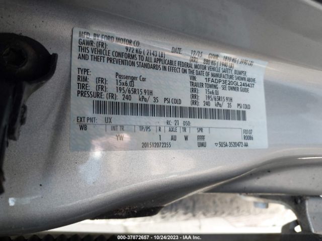1FADP3E20GL249437 Ford FOCUS S