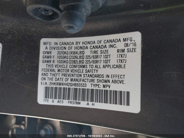 Honda CR-V SE 2016 2HKRM4H42GH693533 Image 9