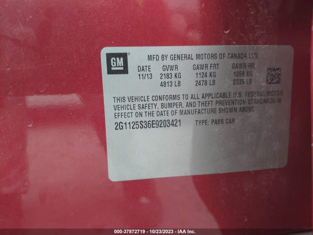 Chevrolet IMPALA LT 2014 2G1125S36E9203421 Image 9
