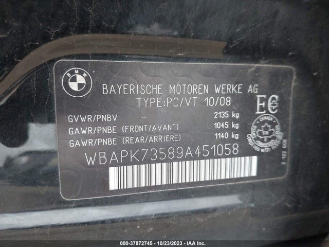 2009 BMW 328I XDRIVE VIN: WBAPK73589A451058
