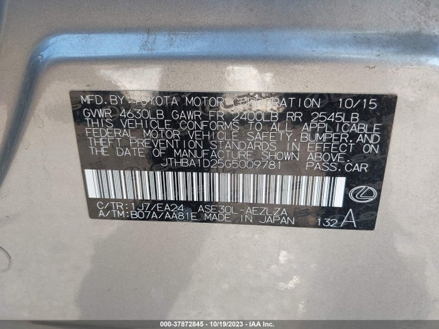 JTHBA1D25G5009781 Lexus IS 200T